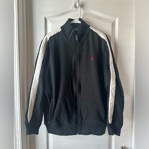 Polo Ralph Lauren Red Pony Zip-Up Track Jacket Black Striped Arms Men’s Large